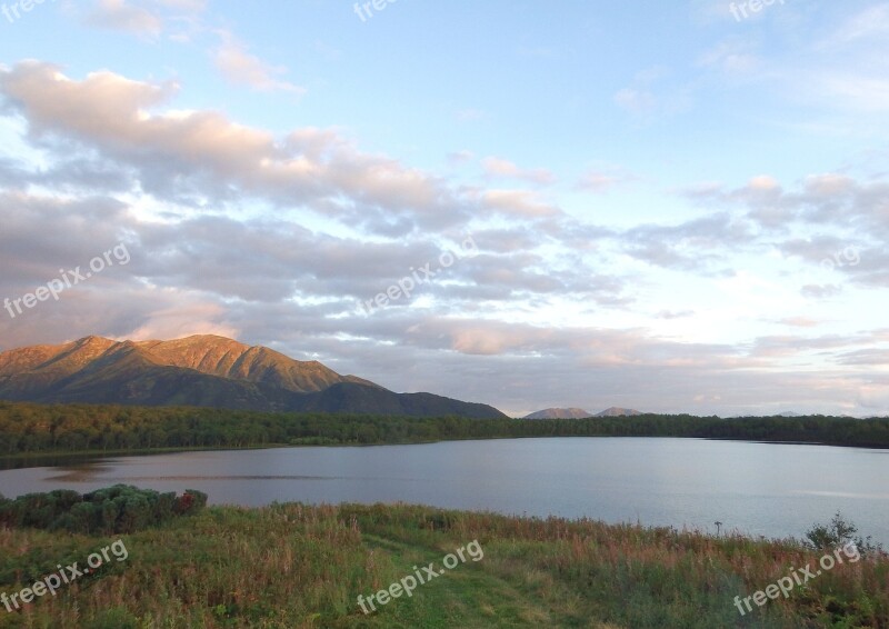 Lake Evening Sunset Clouds Summer