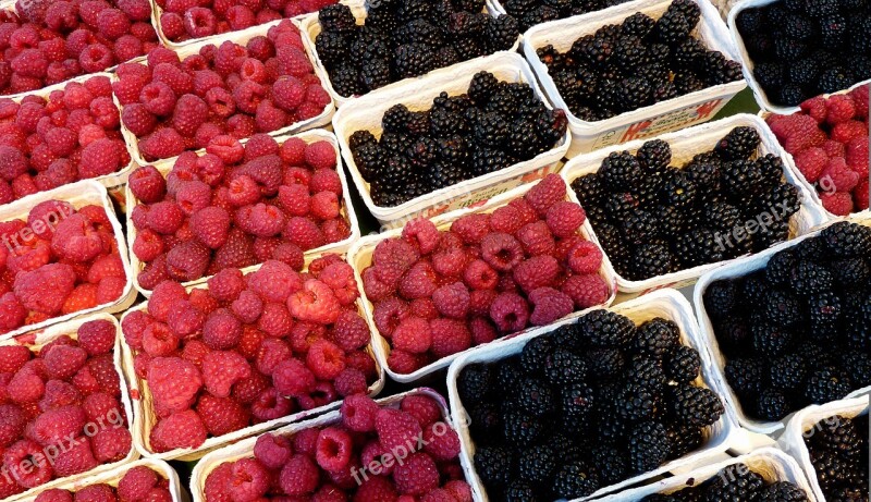 Raspberries Blackberries Fruit Food Berries