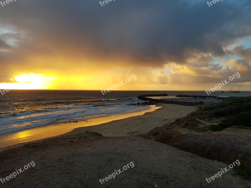 Beach Sunset Sea Ocean Sunset Beach