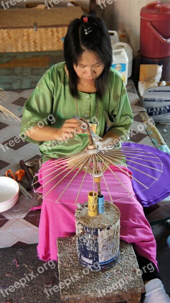 Paper Umbrella Manufacture Assembly Chiang Mai