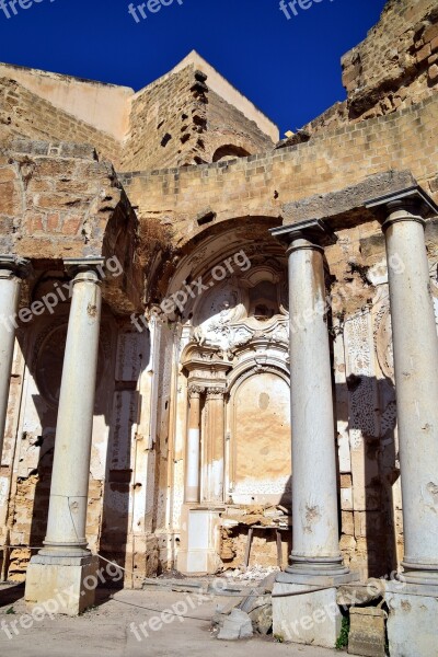 Columnar Ruin Destroyed Church Old