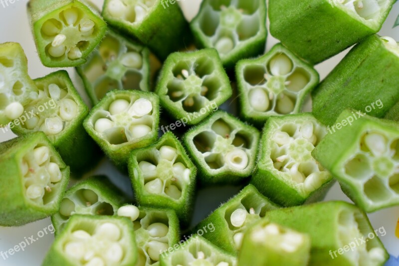 Okra Lady's Finger Sliced Cooking Vegetable