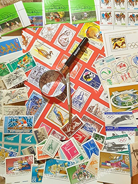 Album Stamp Collector Collect Magnifying Glass