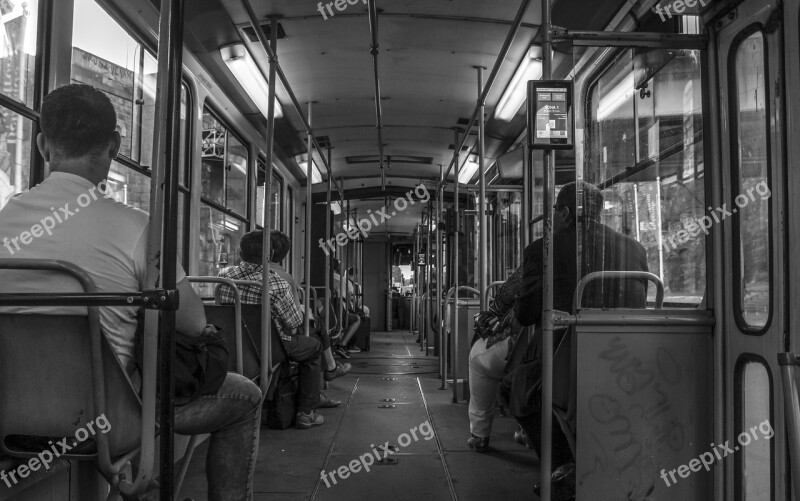 Tram Belgrade People Gray Inside