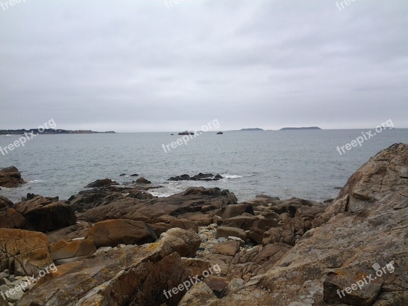 Brittany Beach Sea Horizon Clouds