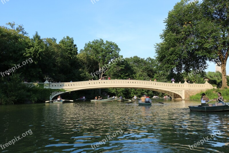 Bridge Boats Water Central Park City