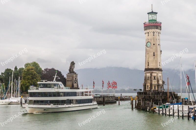 Lindau Lake Constance Ship Harbour Entrance Port