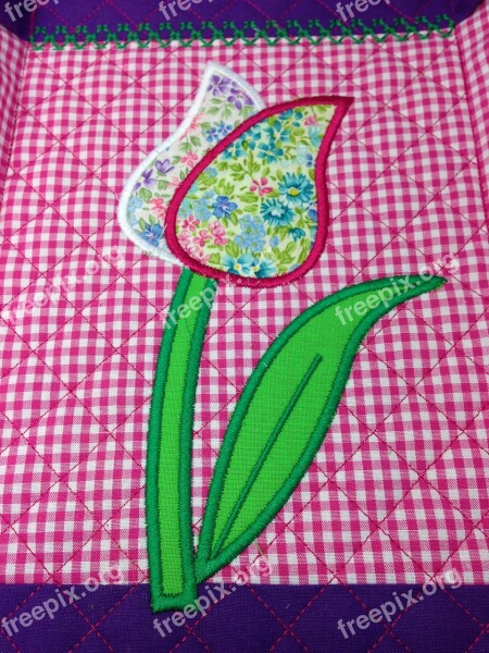 Embroidery Quilt Sew Hand Labor Tulip