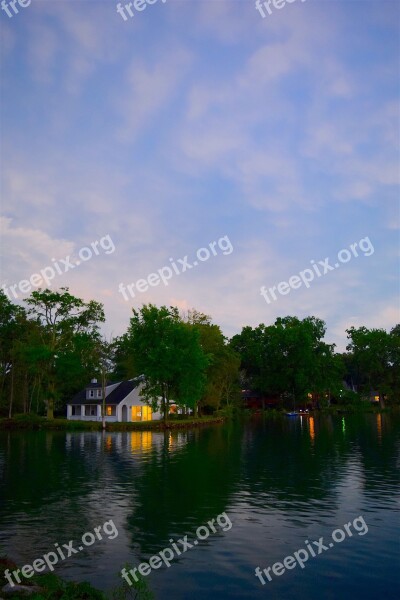 House Lake Evening Water Nature