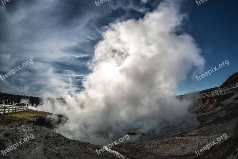 Yellowstone National Park Yellowstone Geyser Sulfur Steam