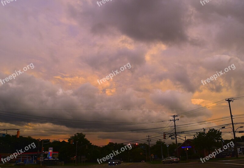 Stormy Sky Sunset Clouds Stormy Sky