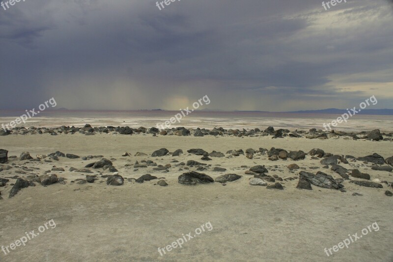 Cloud Storm Spiral Jetty Great Salt Lake Stone