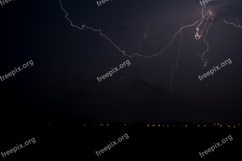 Lightning Thunder Night Thunderstorm Sky