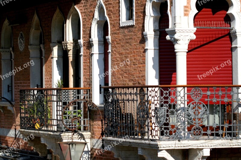 Venice Italy Balcony Wrought Iron Lions Arches