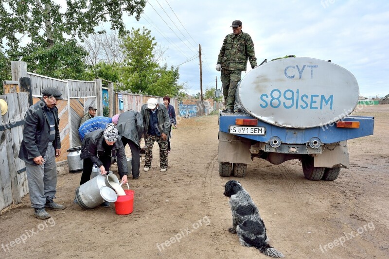 Purchase Of Milk Genre Scene Kazakhstan Village Milk