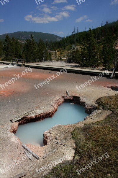 Yellowstone National Park Hot Spring Blue Park