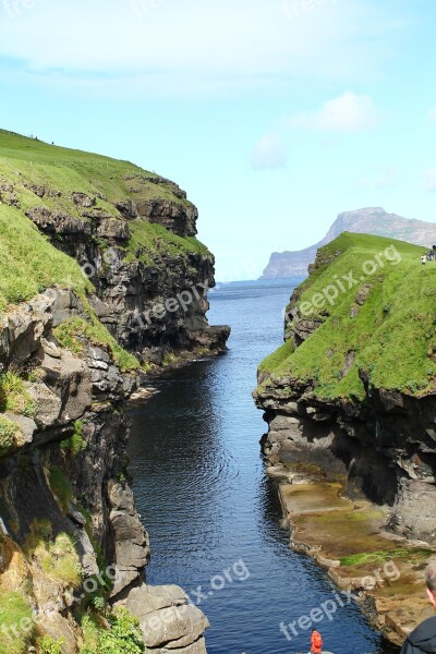 Torshavn Faroe Islands Gorge Europe Blue