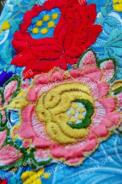 Folk Art Color Textile Folk Old