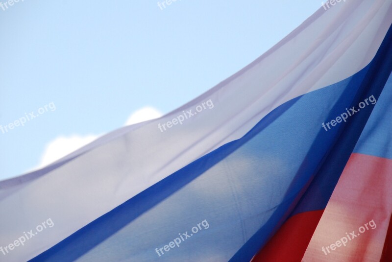 Flag Of Russia Sky Moscow Russia Mill