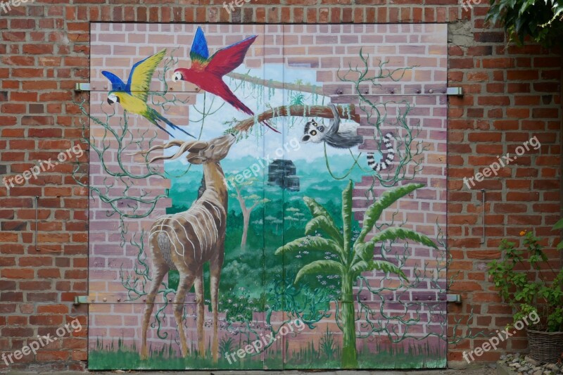 Mural Hauswand Türgemälde Fantasy Image Parrots