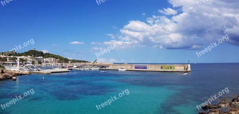 Mallorca Port Quay Wall Balearic Islands Spain Mediterranean