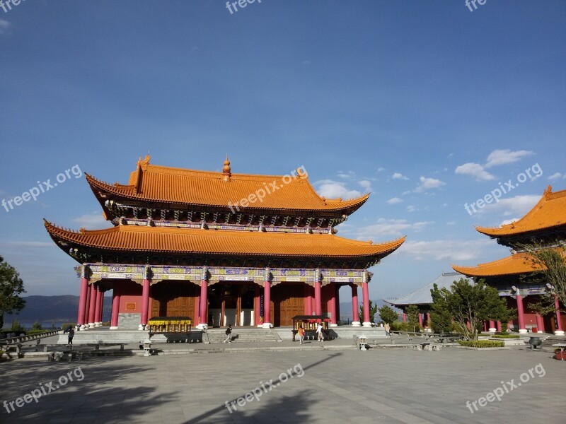 Temple Sunny Days Traditional Building Free Photos