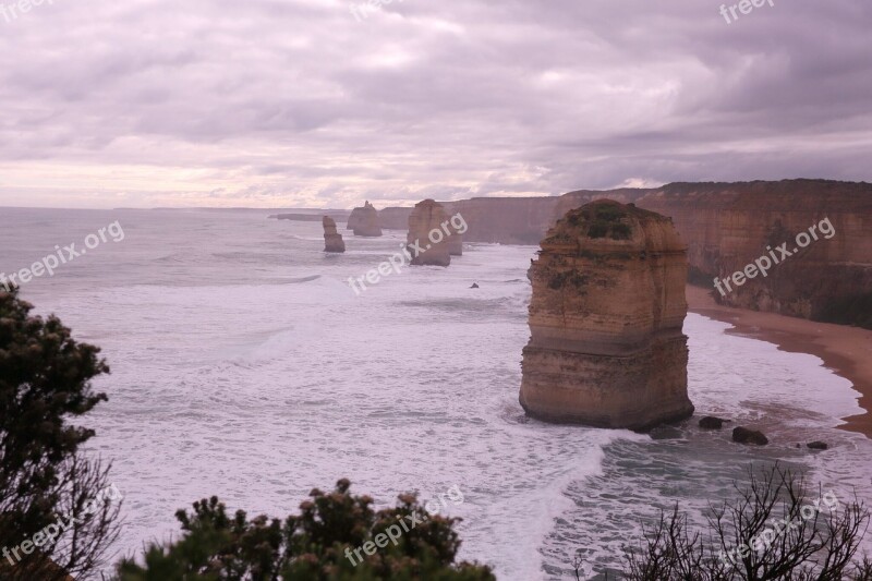 Twelve Apostle Sea Beach Cliff Ocean