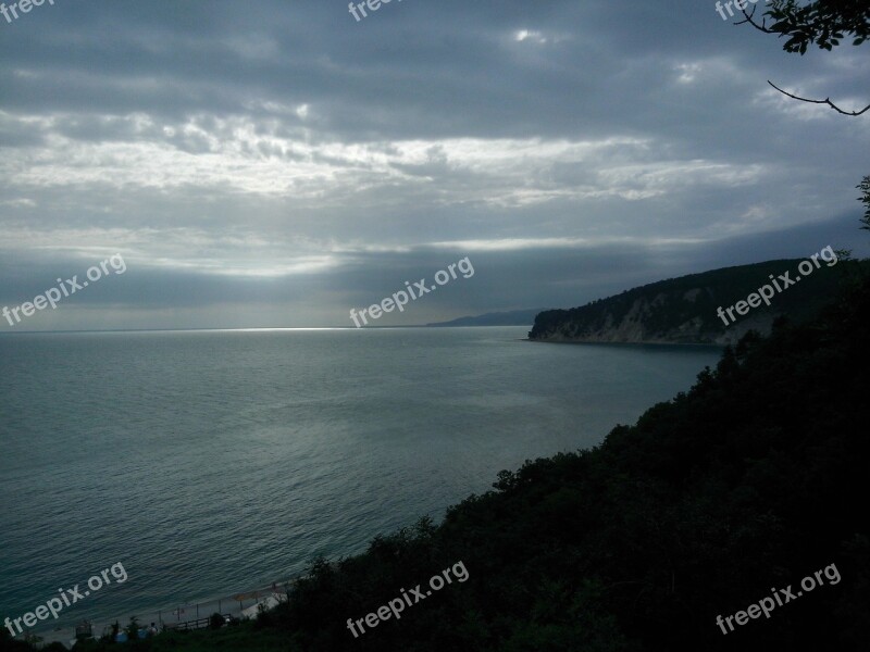 Black Sea Twilight Mountains Free Photos