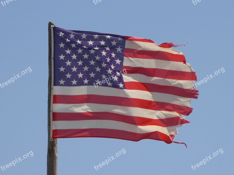 Flag America Usa Ripped Wind