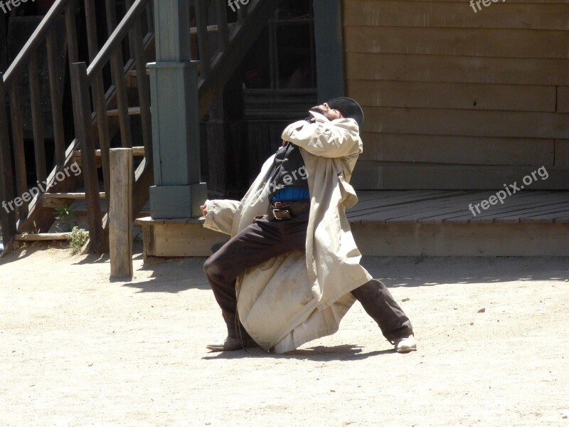 Cowboy Wild West Man Wounded Shot