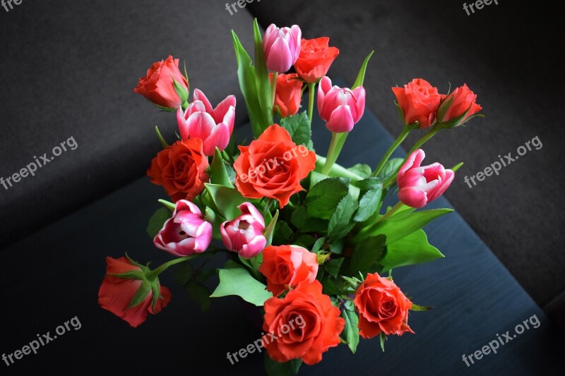 Flowers Bouquet Rose Tulip Nature