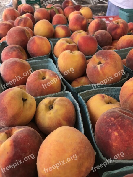 Farmers Market Peaches Food Fruit Peach