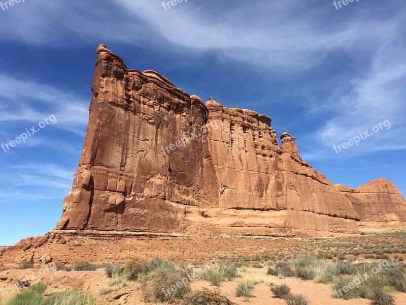 Arches National Park Canyon Face Desert Cliff Monument