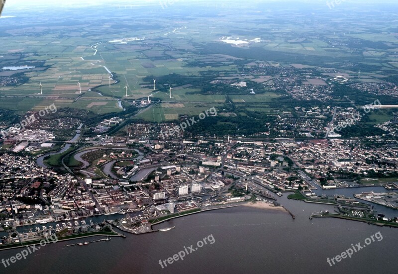 Flying Aviation Aerial View Bremen Bremerhaven