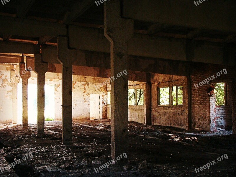 The Abandoned House Building Columns Factory