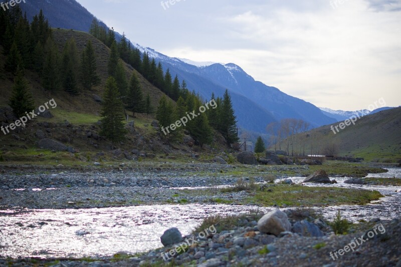 Mountains Creek River Nature Trees