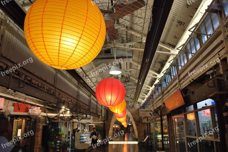 Lanterns Chelsea Market New York City Industrial Hallway