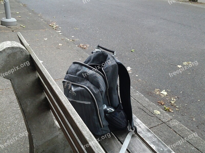 Backpack Bench Outdoors Free Photos