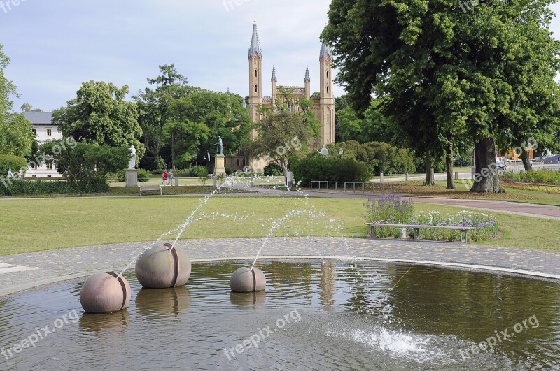 Park Water Fountain Landscape Neustrelitz