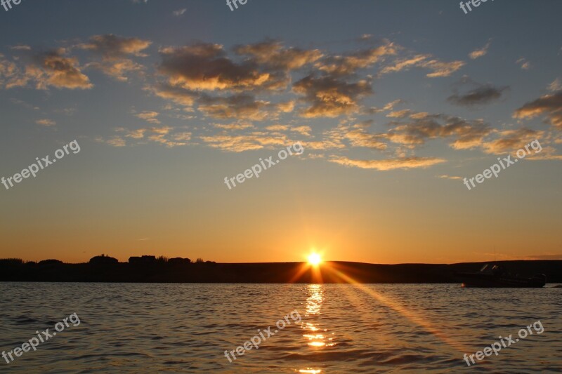 Sunset Lake Water Evening Sky