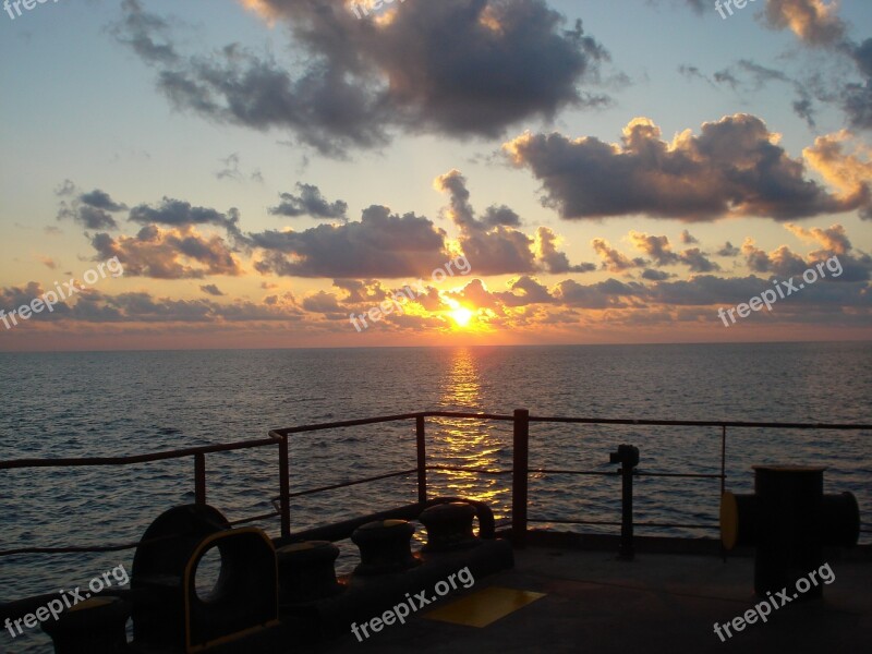 Marine Horizon Landscape Sunset The Setting Sun