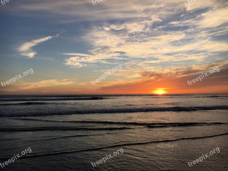 Sunset Beach Nicaragua Waves Tropical