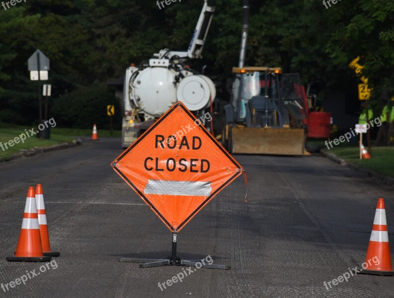 Road Closed Sign Construction Roadblock Closed