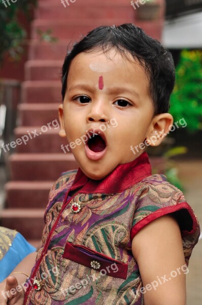 Cute Child Yawn Preschool Portrait