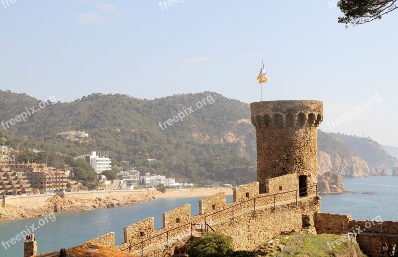 Castle Tower Spain Catalunya Flag