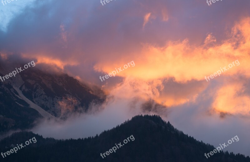 Sunset Sky Background Orange Night