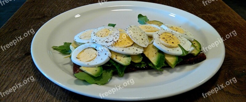 Open Sandwich Lunch Eggs Avocado Bread