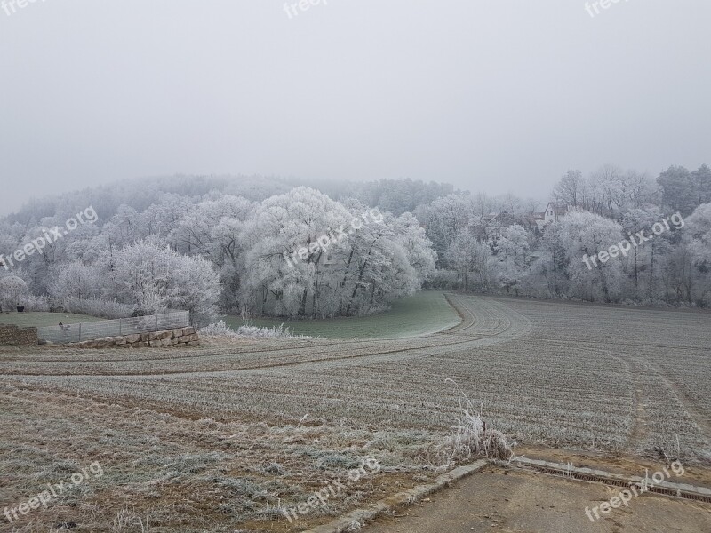 Landscape Hoarfrost Frost Free Photos