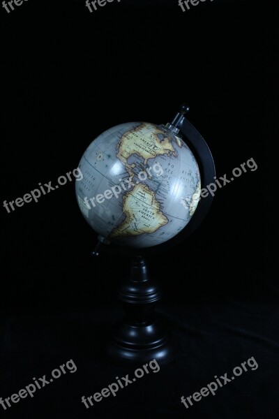 Globe Map North America South America Pacific Ocean