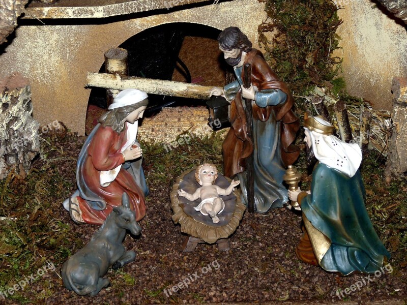 Christmas Crib Nativity Scene Father Christmas Jesus